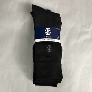 New Izod Socks Men’s Black Crew Socks 7 Pair Casual Business Dress Activewear